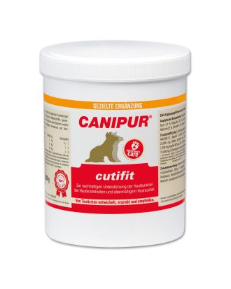CANIPUR-cutifit für eine nachhaltige Unterstützung der Hautfunktion bei Hautkrankheiten und übermäßigem Haarausfall.
